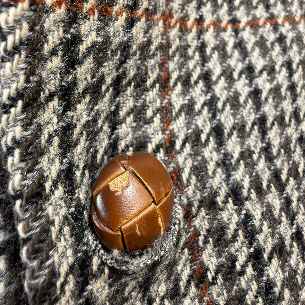 VTG Chaps Ralph Lauren Blazer Jacket Mens 40 Houndstooth Tweed‎ Coat Old Money